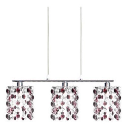 Lampa wisząca Classic burgund szklana 3-punktowa do salonu i jadalni glamour