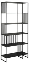 Regał na książki loftowy czarny metalowy Strington Actona 85 cm do salonu i jadalni