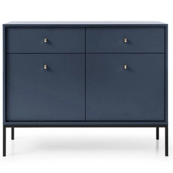 Komoda Evora granatowa z szufladami na wysokich nogach glamour do salonu 104 cm Intesi