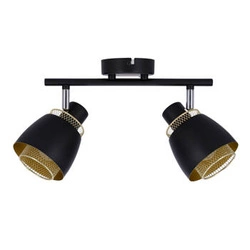 Lampa sufitowa Aleksandria czarna złota regulowana do salonu i sypialni 2-punktowa
