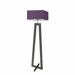 Lampa stojąca do salonu Jawa fioletowa z abażurem nowoczesna drewniana Lysne 138 cm