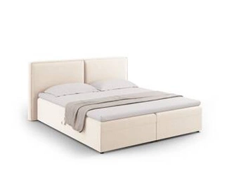 Łóżko tapicerowane Jodie beżowe welurowe 180x200 z pojemnikiem nowoczesne do sypialni