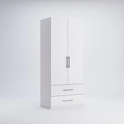 Szafa Flory biała połysk z szufladami i półką nowoczesna do sypialni 90 cm