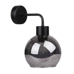 Kinkiet ścienny Lady nowoczesny czarny z dymionym kloszem szklanym do salonu i sypialni