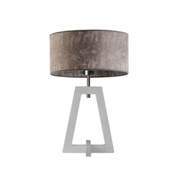 Lampka nocna Clio szary melanż z abażurem glamour drewniana do sypialni i salonu LYSNE