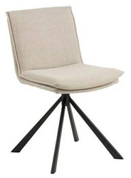 Krzesło tapicerowane Flynn beżowe obrotowe do jadalni i salonu nowoczesne na czarnych nogach