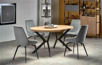 Stół okrągły rozkładany Roni Intesi 100-250 cm dąb złoty czarne nogi do jadalni nowoczesny