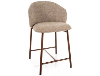 Hoker Tacoma beżowy tapicerowany z oparciem do wyspy i kuchni