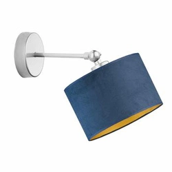 Kinkiet ścienny glamour Tete LYSNE z welurowym abażurem morski regulowany do sypialni i salonu