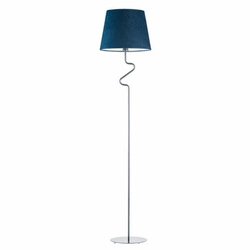 Lampa stojąca FOGO niebieska welurowa glamour do salonu z abażurem Lysne 174 cm