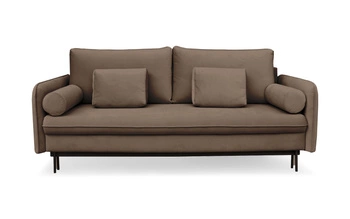 Sofa rozkładana Diana brązowa z funkcją spania i pojemnikiem do salonu nowoczesna 3 osobowa