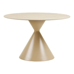 Stół okrągły Annecy 120 cm do jadalni nowoczesny trawertyn piaskowy