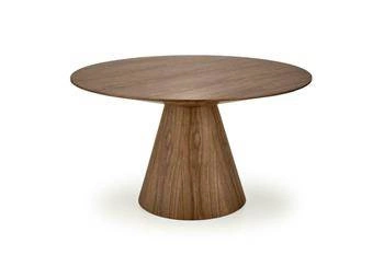 Stół okrągły do jadalni Obituar 136 cm nowoczesny orzechowy na jednej nodze Intesi