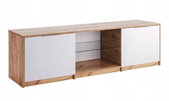 Szafka RTV 180 cm Tissa dąb craft i biały połysk skandynawska do salonu Intesi