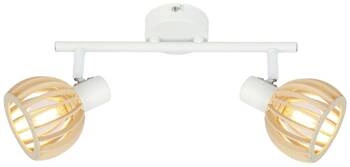 Nowoczesna lampa sufitowa Atarri biało-drewniana regulowana do salonu i sypialni 2-punktowa