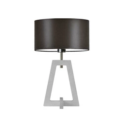 Lampka nocna do sypialni Clio brązowa z abażurem glamour drewniana biała podstawa LYSNE