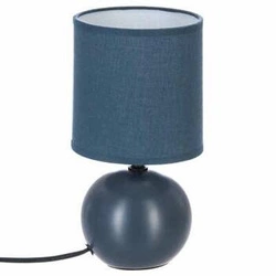 Lampka nocna ceramiczna Timeo granatowa z abażurem nowoczesna do sypialni Atmosphera