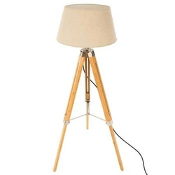 Lampa podłogowa drewniana Runo Atmosphera trójnóg beżowa do salonu styl skandynawski