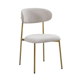 Krzesło Nola beżowe welurowe na złotych nogach do jadalni i salonu