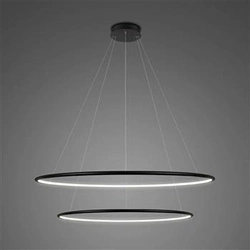 Lampa wisząca LED Ledowe Okręgi 80cm czarna nowoczesna do salonu z regulacją wysokości