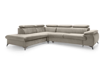 Narożnik z funkcją spania Lund L lewy beżowy nowoczesny do salonu z pojemnikiem