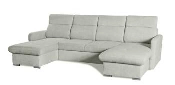 Duży narożnik U Limi z funkcją spania i pojemnikiem szary nowoczesny do salonu