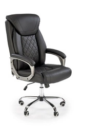 Fotel biurowy ergonomiczny Einar czarny skórzany obrotowy z podłokietnikami TILT do biura