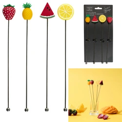 Intesi Fruit zestaw 4 mieszadełek do drinków kolorowe akcesoria do koktajli
