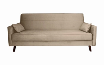 Sofa rozkładana 3 osobowa Izoria beżowa vintage do salonu z pojemnikiem na pościel