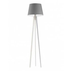 Lampa podłogowa Curacao szara z abażurem na drewnianym trójnogu do salonu Lysne 158 cm