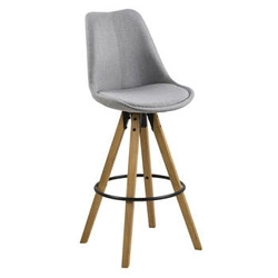 Stołek barowy Dima Melange grey/wood z drewnianymi nogami