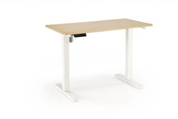 Biurko Barker z regulacją wysokości dąb złoty/białe nowoczesne do pracy i biura Intesi
