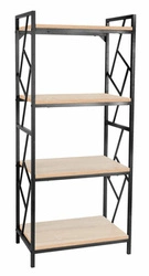 Regał na książki industrialny Abano dąb naturalny i czarny nowoczesny do salonu 60 cm Intesi