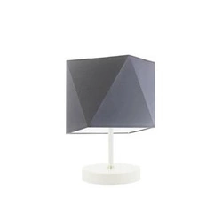 Lampka nocna PASADENA nowoczesna z szarym abażurem na biały stelaż do sypialni LYSNE