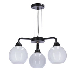 Lampa wisząca Caldera czarna z białym kloszem 3-punktowa do salonu lub nad stół