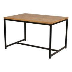 Stół Cohen 120x80 czarny profil 30mm dąb  naturalny lakierowany