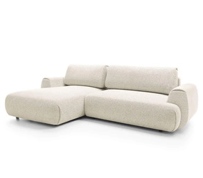 Narożnik z funkcją spania lewy Ljung beżowy nowoczesny z pojemnikiem do salonu Intesi