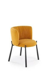 Krzesło do jadalni Itzal Intesi tapicerowane welur musztardowy nowoczesne na czarnych nogach