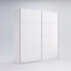 Szafa przesuwna Flory 150 cm biały połysk nowoczesna z półkami i drążkiem do sypialni