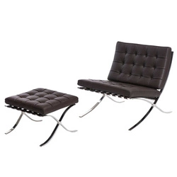 Fotel wypoczynkowy BA1 skóra naturalna z podnóżkiem inspirowany Barcelona do salonu