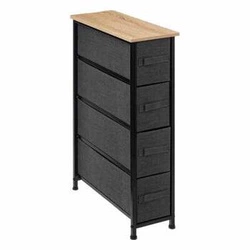 Wąski regał z 4 szufladami Tissa czarny skandynawski do łazienki lub przedpokoju 73,5 cm