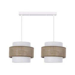 Lampa wisząca Juta biały 2x40W E27  abażur biały+beżowy