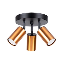 Plafon sufitowy WINX 3P czarny miedź nowoczesny stalowy do salonu i sypialni SOLLUX
