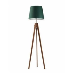 Lampa podłogowa drewniana trójnóg ARUBA zielona z abażurem glamour do salonu Lysne