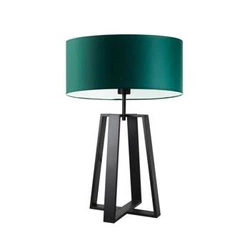 Lampka nocna do sypialni Thor nowoczesna z abażurem zielonym i czarną metalową podstawą 61 cm