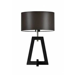 Lampka nocna do sypialni Clio glamour z abażurem brązowym i drewnianą podstawą hebanową