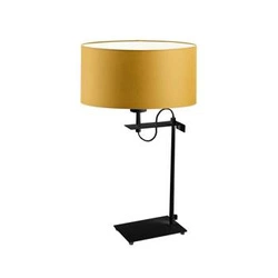 Lampka nocna do sypialni Alaska LYSNE nowoczesna żółta z abażurem i czarną podstawą 55 cm