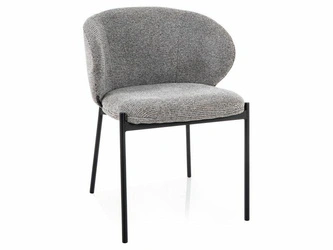 Krzesło Elsme szare Intesi do jadalni tapicerowane z podłokietnikami