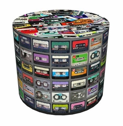 Pufa okrągła Melody Intesi nowoczesna tapicerowana do salonu i sypialni multikolor 40 cm