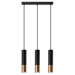 Lampa wisząca Loopez 3L czarna miedziana nowoczesna nad wyspę do kuchni i jadalni